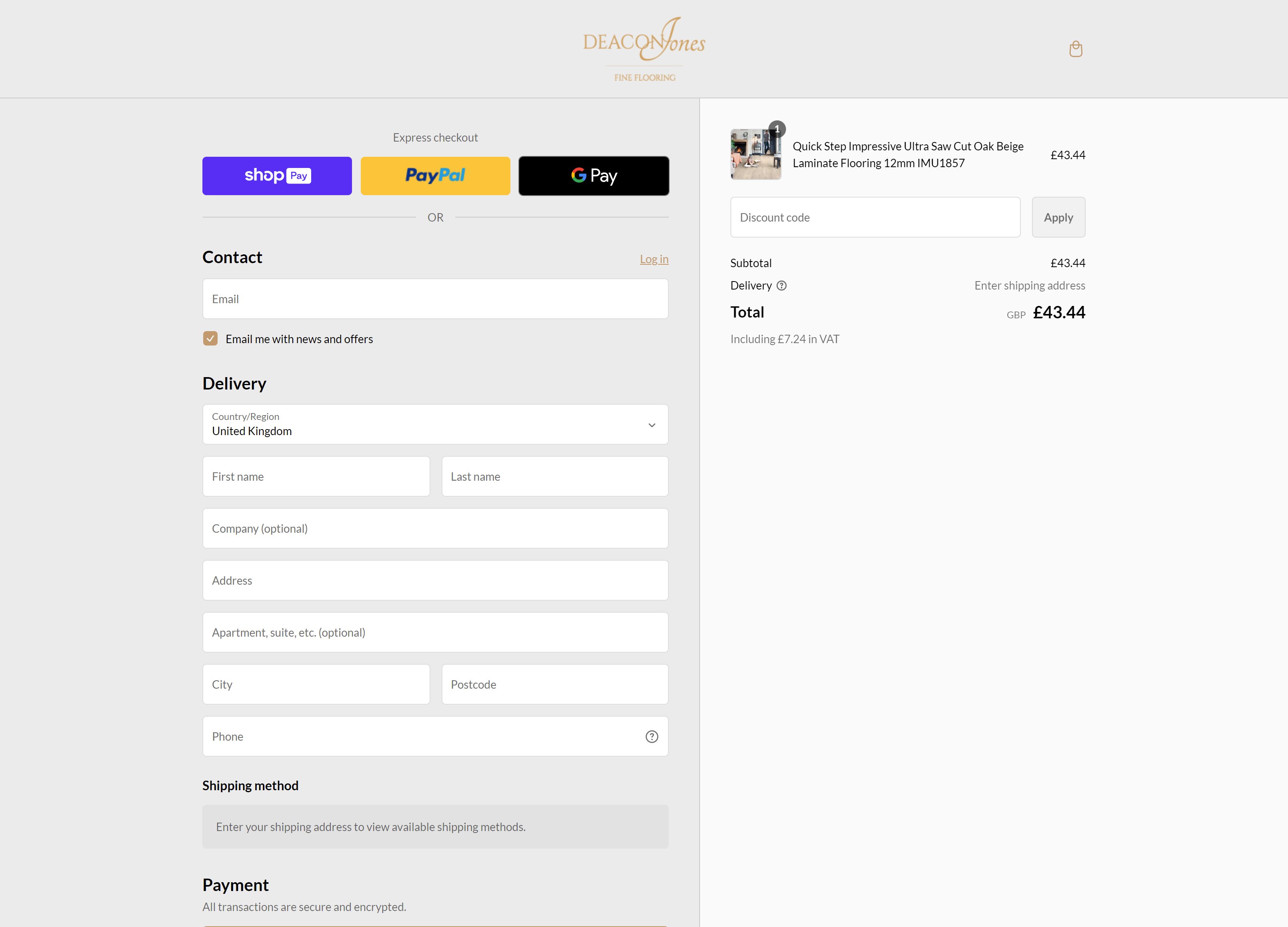 Deacon Jones Checkout Page Design by Kainat Shafeeq