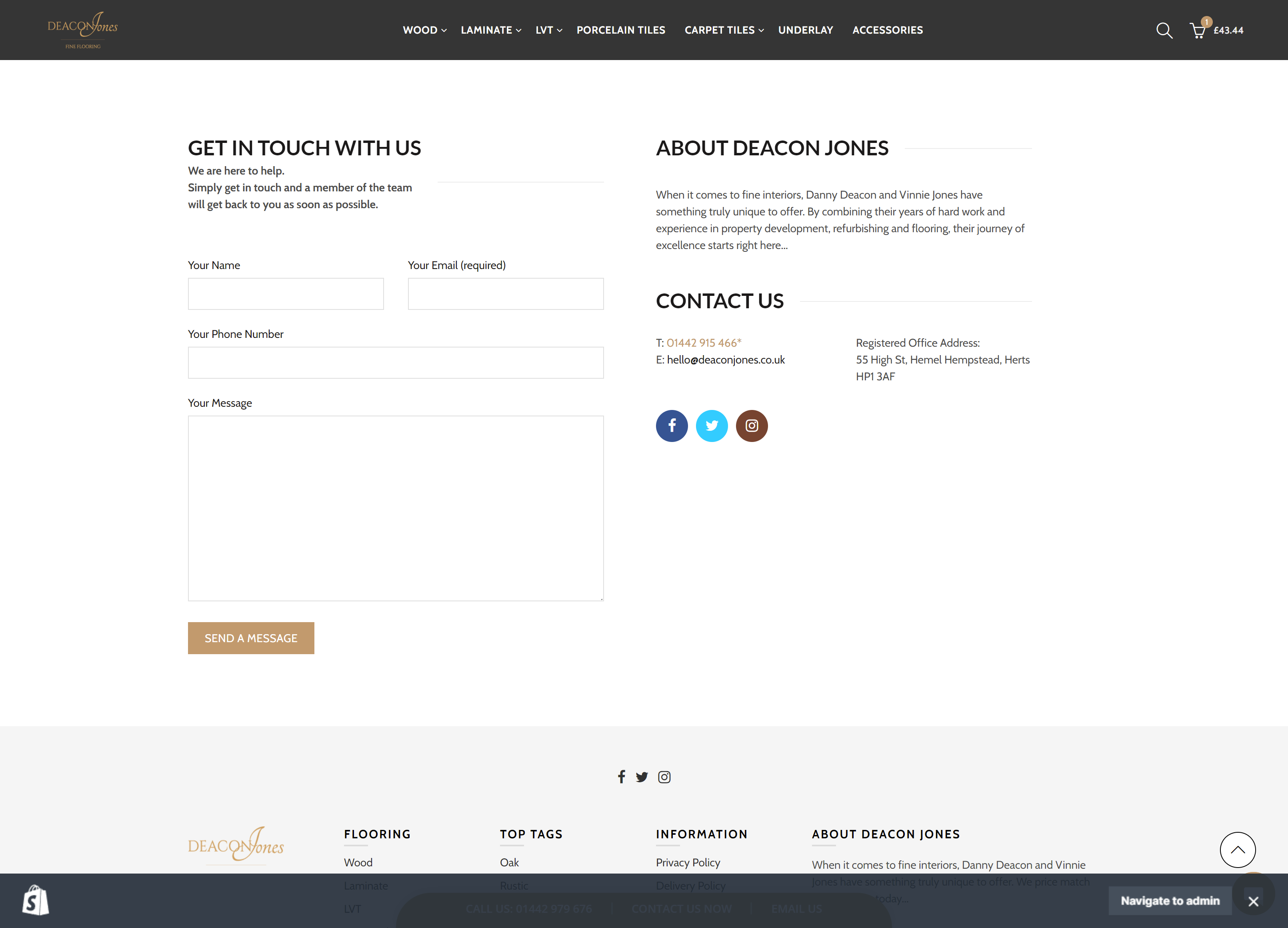 Deacon Jones Contact Page Design by Kainat Shafeeq