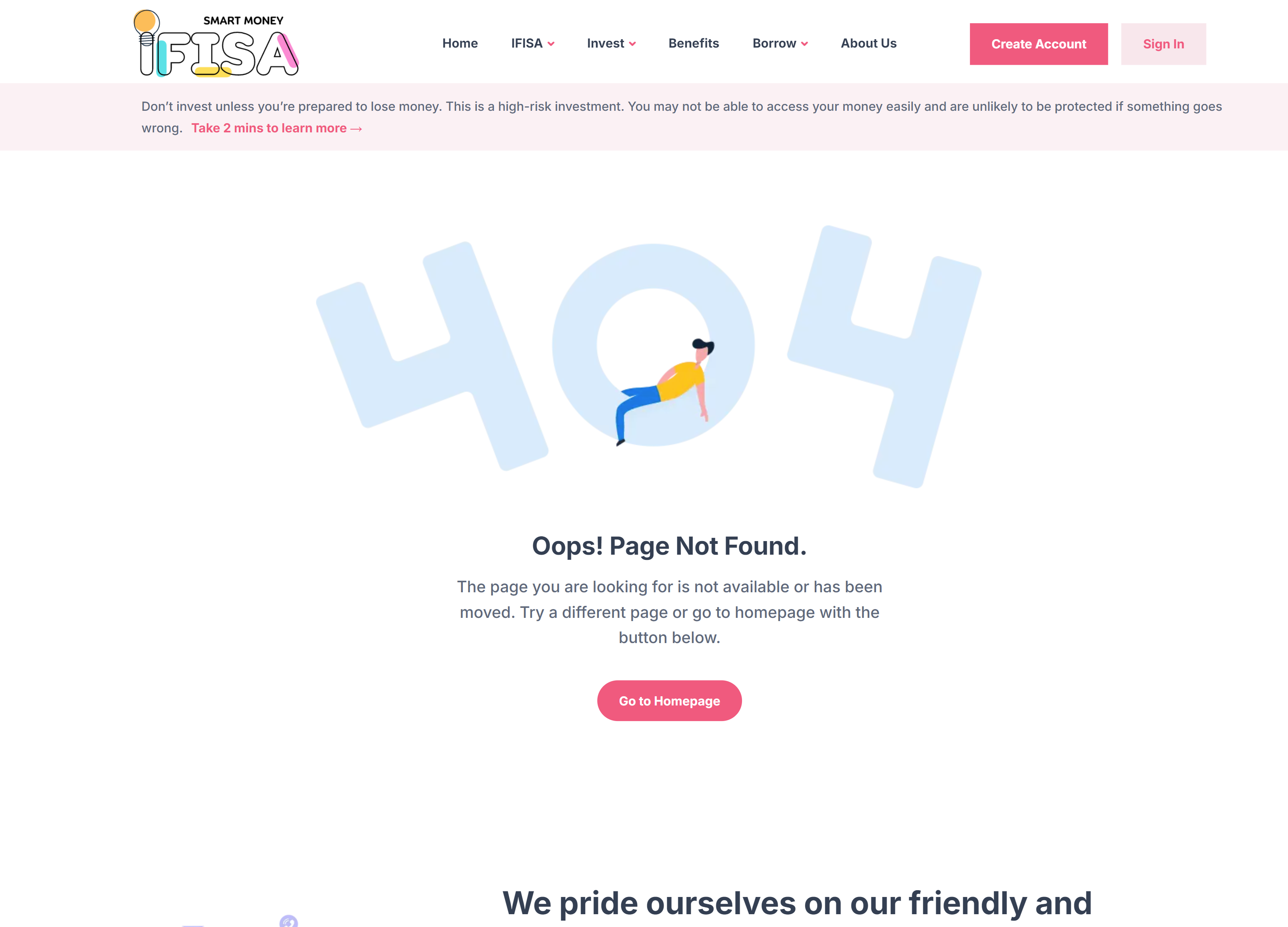 SmartMoney IFISA 404 Page Design by Kainat Shafeeq